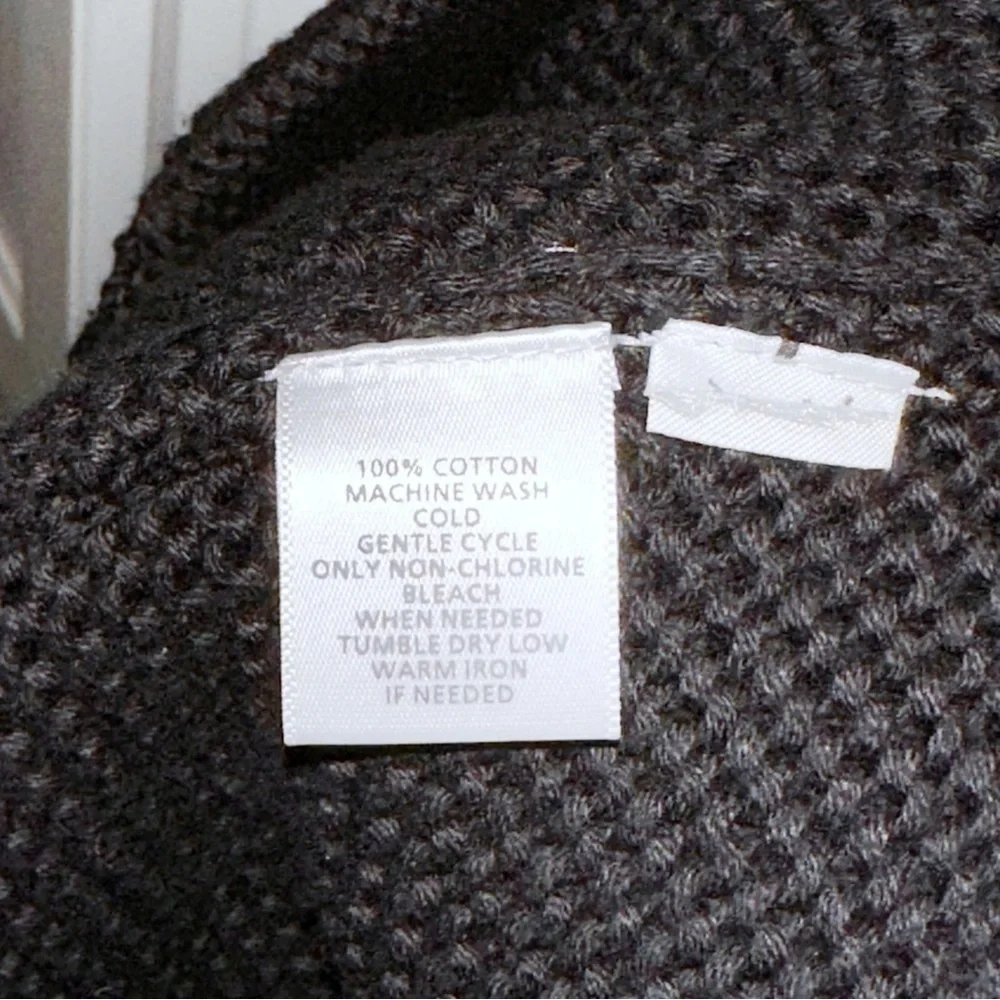 LOFT Black Cotton Cardigan Shawl Collar With Pockets Waffle Weave Knit